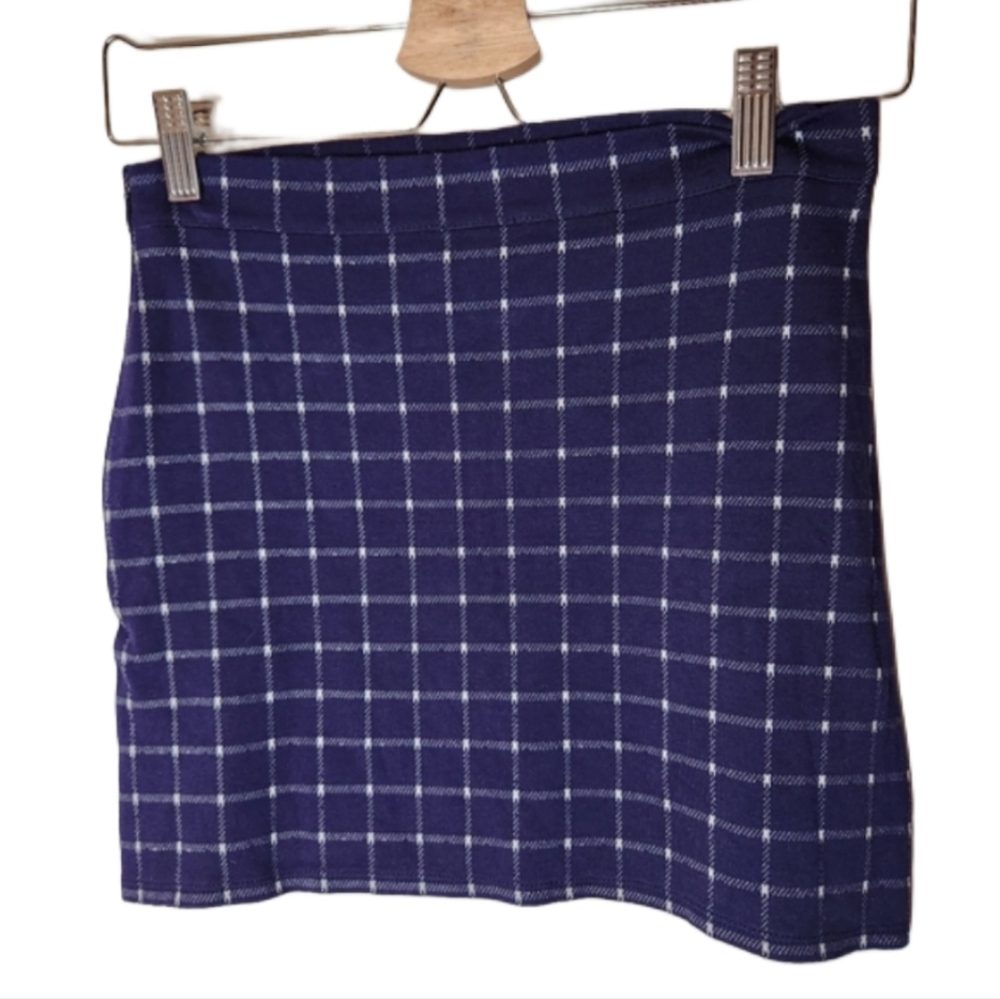 Plaid small forever 21 dark blue mini skirt